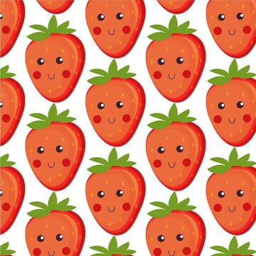 Artwork thumbnail, Beautiful Pattern with the red Strawberry. Cartoon Kawaii style.  by vectormarketnet