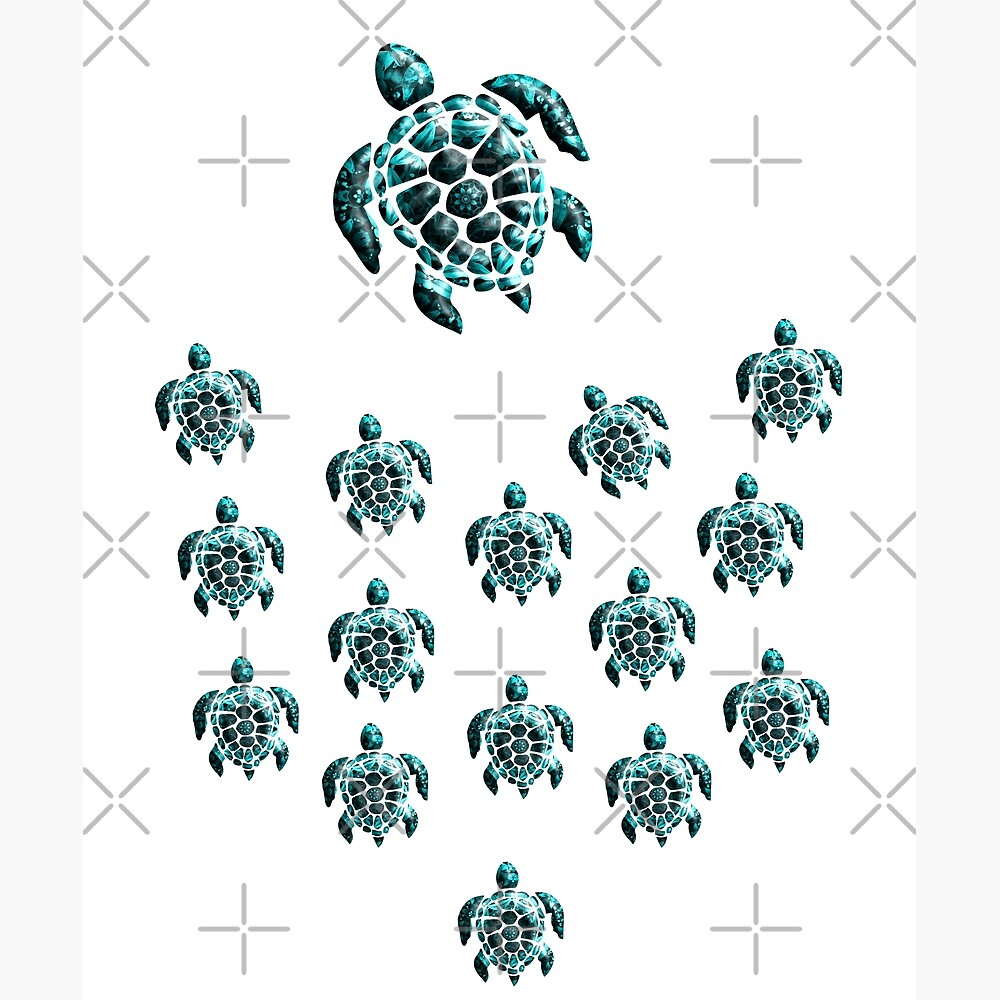Sea Turtles - Abstract Maori Nature & Conservation Art — Poster