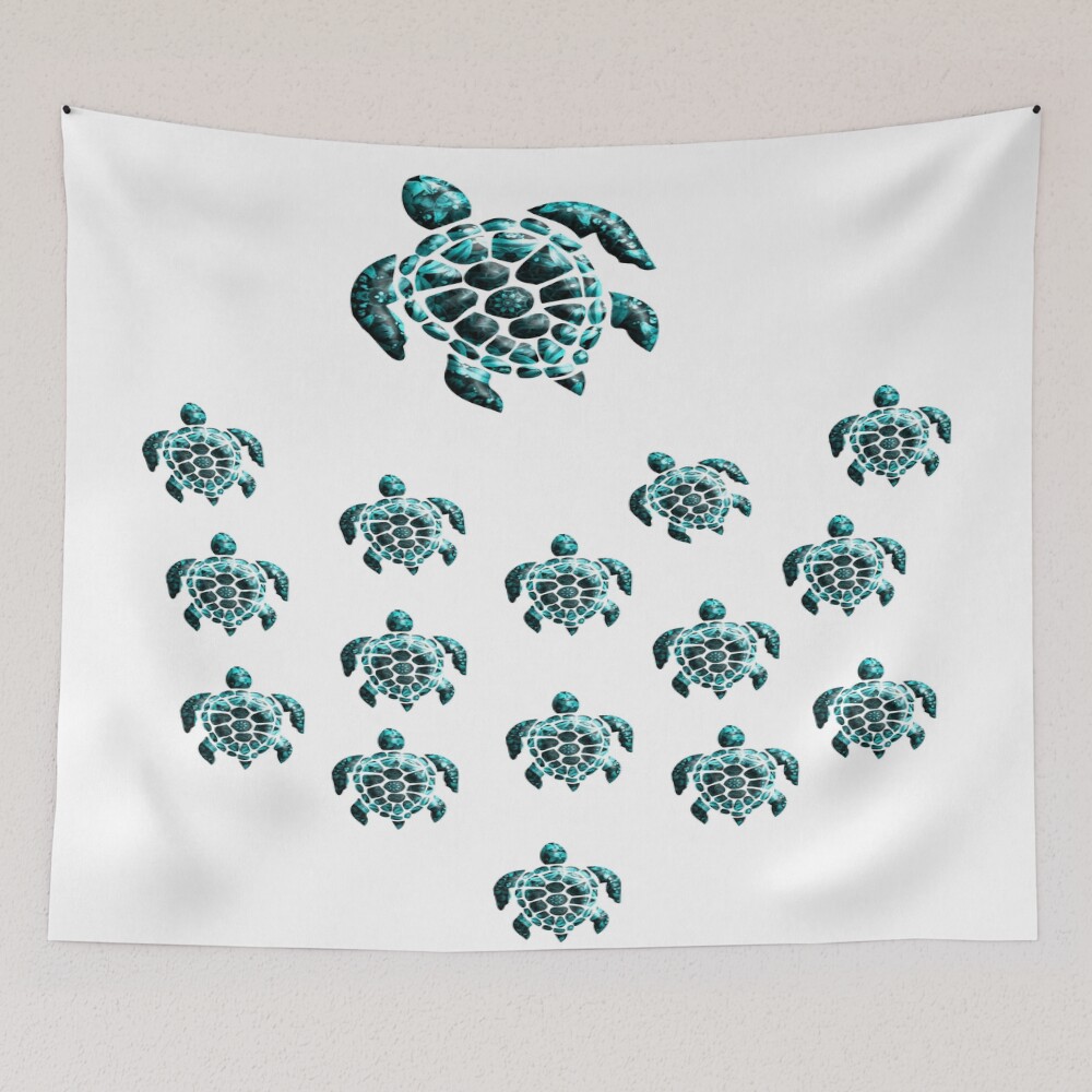 Sea Turtles - Abstract Maori Nature & Conservation Art on a tapestry