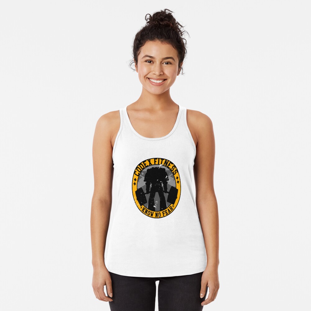 Know No Fear (large badge) Racerback Tank Top
