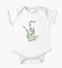 Purple Tiny Flowers One Piece - Short Sleeve