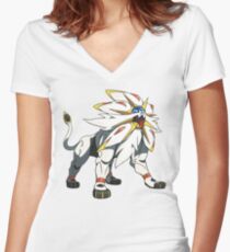 POKEMON SUN AND MOON - SOLGALEO Women's Fitted V-Neck T-Shirt