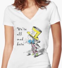 Mad Hatter Tea Party Women's Fitted V-Neck T-Shirt