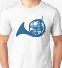 Blaues französisches Horn Unisex T-Shirt