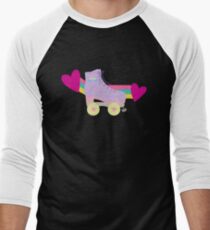 BLACK Cute Roller Skates Pattern Men's Baseball ¾ T-Shirt
