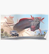 Car And Worms, near Amargosa Poster