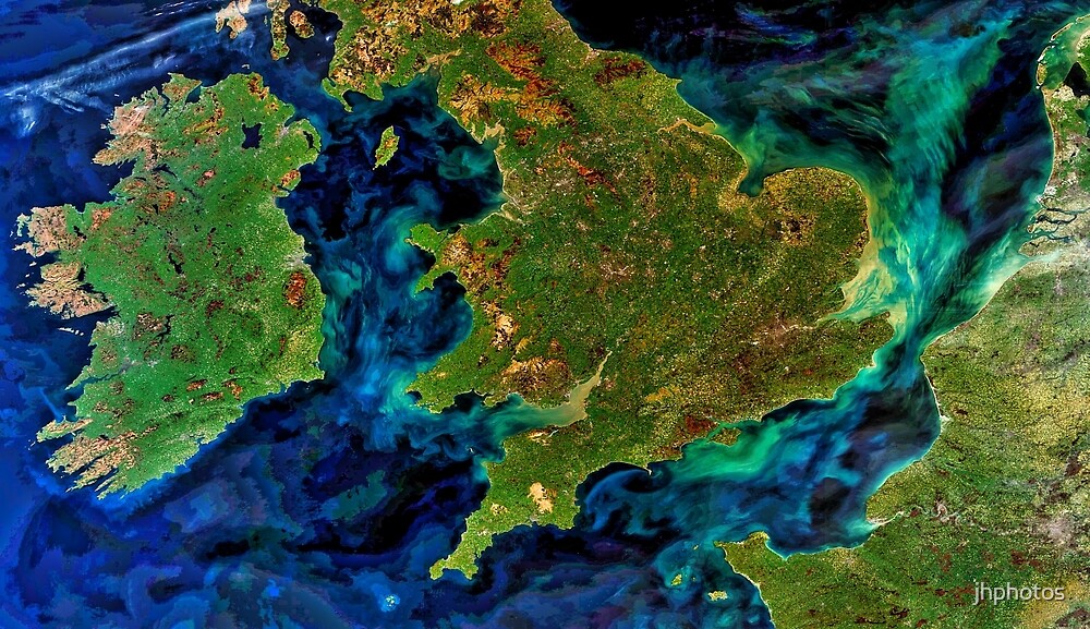 Satellite Map Of Ireland Ireland - Satellite Map" By Jhphotos | Redbubble