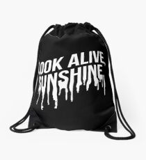 White Drip Text (Black) Drawstring Bag