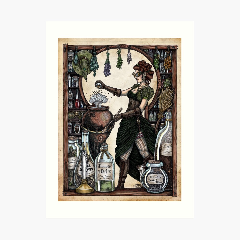 Ezlynn the Industrial Witch by Bobbie Berendson W Art Print