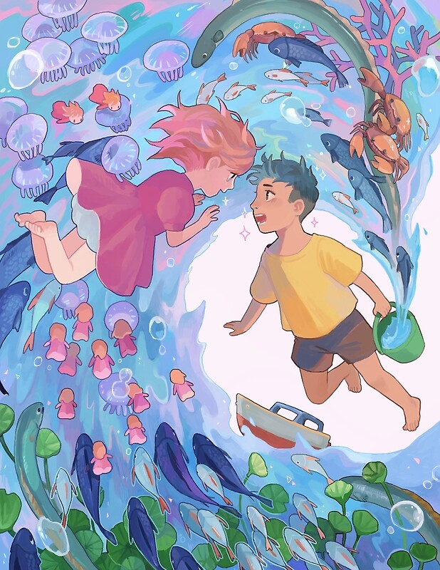 Ponyo Drawing: Posters | Redbubble