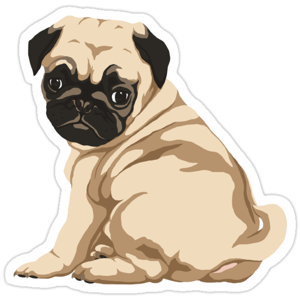 pug puppy stickers by lilnellan redbubble
