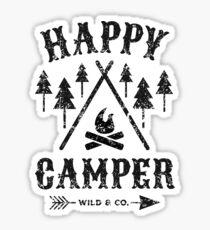 Happy camper distressed black Sticker
