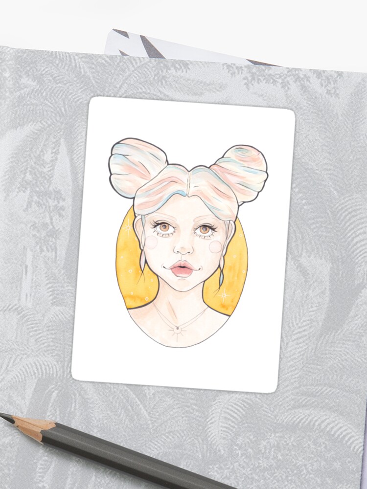 Clio A Girl With Pink And Blue Streaked Blonde Hair Sticker By