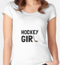Hockey-Mädchen Tailliertes Rundhals-Shirt