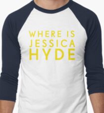 'Where is Jessica Hyde' from Channel 4's Utopia Men's Baseball ¾ T-Shirt