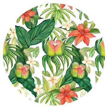 Artwork thumbnail, Lovebird tropical flower watercolor art by MagentaRose