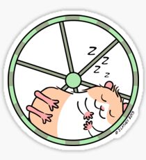 Hamster Sleeping in Exercise Wheel Sticker