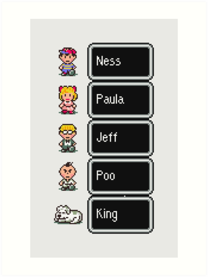 "Earthbound - Characters with names" Art Print by muramas | Redbubble