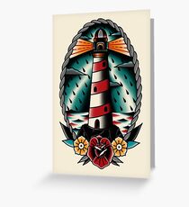 Lighthouse Traditional Tattoo Style Greeting Card