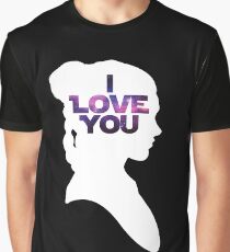 Star Wars Leia 'I Love You' White Silhouette Couple Tee Graphic T-Shirt