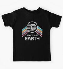 Vintage Spaceship Earth with Distressed Logo in Retro Style Kids T-Shirt