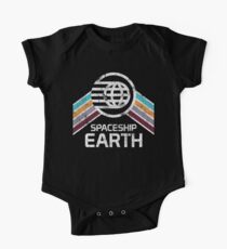 Vintage Spaceship Earth with Distressed Logo in Retro Style One Piece - Short Sleeve