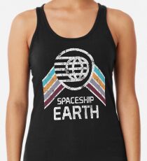 Vintage Spaceship Earth with Distressed Logo in Retro Style Women's Tank Top