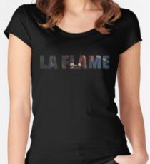Travi$ Scott - La Flame Writing Women's Fitted Scoop T-Shirt