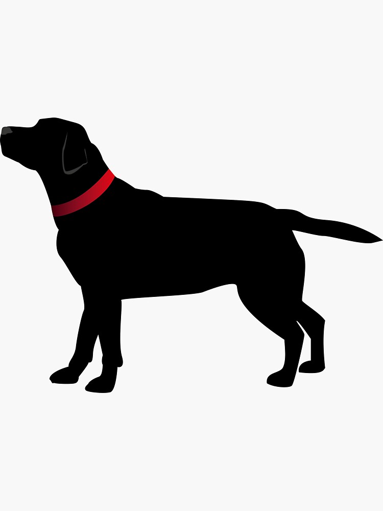 "Black Labrador with Red Collar" Sticker by polkadotjelly Redbubble