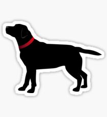 Pegatina Labrador negro con cuello rojo