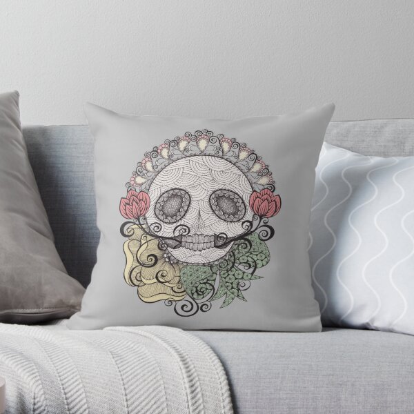 Skull Fiesta Throw Pillow