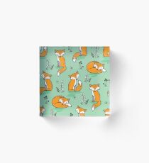 Dreamy Fox in Green Acrylic Block