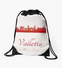 Valletta skyline in red Drawstring Bag