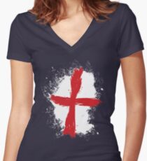 England - Paint Splatter Women's Fitted V-Neck T-Shirt
