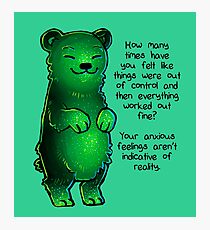 Green Sparkle Anxiety Encouragement Bear Photographic Print