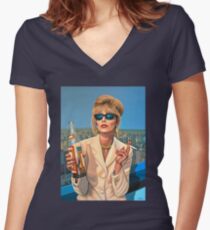 Joanna Lumley as Patsy Stone painting Women's Fitted V-Neck T-Shirt