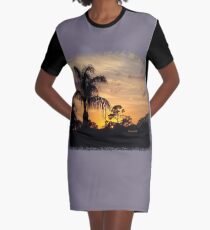 Fast Moving Clouds at Sunset Graphic T-Shirt Dress