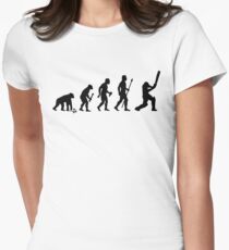 Evolution Of Man and Cricket Women's Fitted T-Shirt