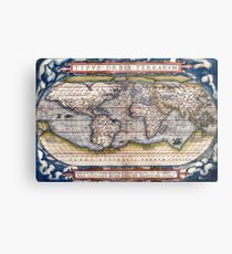 1564 World Map by Ortelius Metal Print