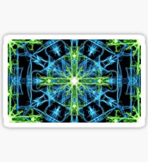 Galactic flame art, cross, green, blue, mandala, cosmic, space, neon, galaxy, nebula, fractal, artwork, Sticker