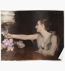 John Singer Sargent - Madame Gautreau Drinking A Toast. Woman portrait: sensual woman, girly art, female style, pretty women, femine, beautiful dress, cute, creativity, love, sexy lady Poster