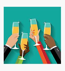 Champagne Toast Flat design Photographic Print