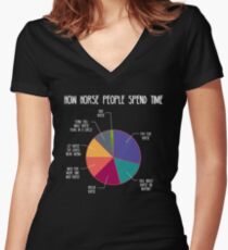 How Horse People Spend Time (Dark) Women's Fitted V-Neck T-Shirt