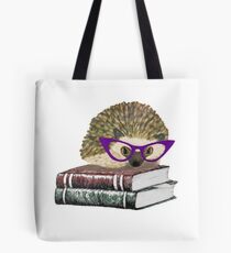 Adorable Literary Hedgehog wearing Glasses Tote Bag