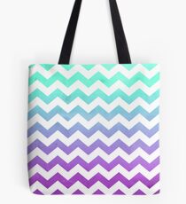 Bolsa de tela Purple Mint Aqua Ombre Chevron Pattern