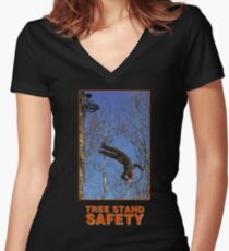 TREE STAND SAFETY Women's Fitted V-Neck T-Shirt