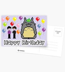 8-bit Phil and Dan with Totoro Happy birthday! Postcards