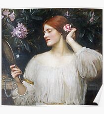 John William Waterhouse - Vanity. Woman portrait: sensual woman, girly art, female style, pretty women, femine, beautiful dress Poster