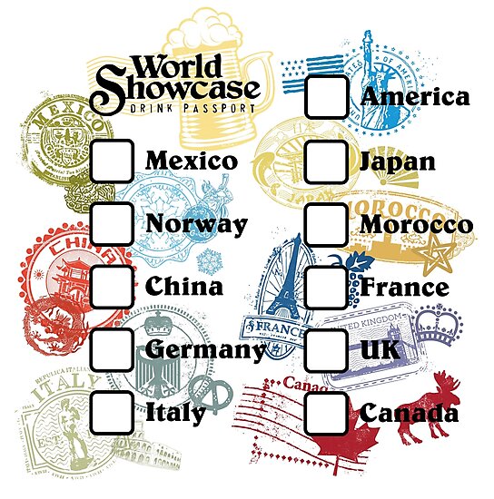 "Drink Around the World - EPCOT Passport" Photographic Print by ...