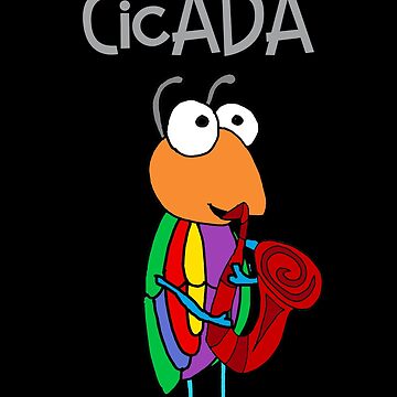 Funny Cicada Playing Saxophone Cartoon